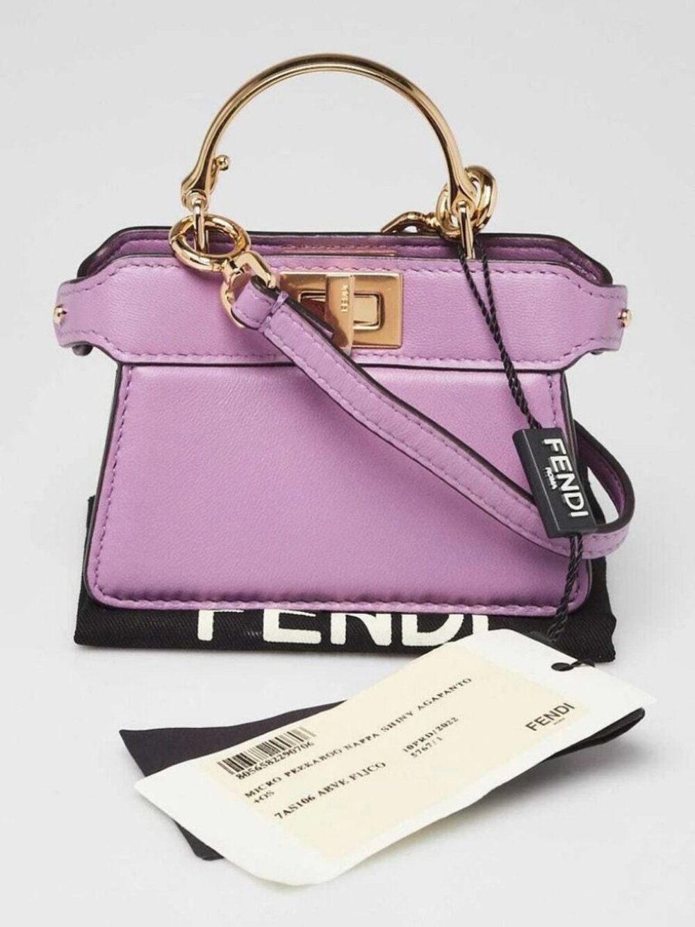 Fendi Purple Smooth Leather Nano Peekaboo Maxi Handle Bag - Picture 3 of 11